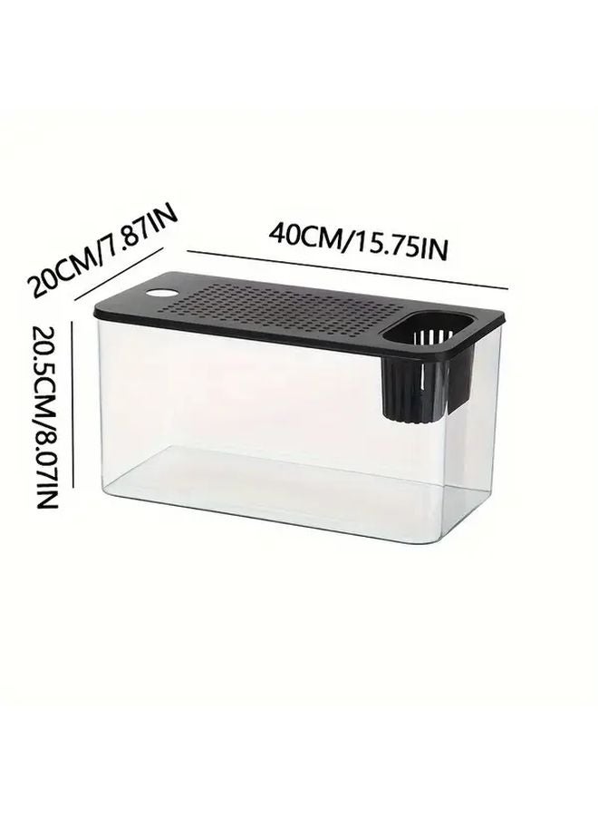 Large ABS PET Desktop Aquarium With Black Cover For Goldfish Turtles And Plants - Image 2